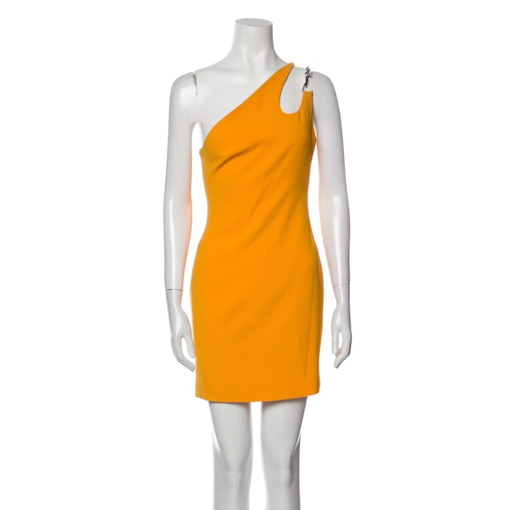 David Koma Orange One Shoulder Bodycon Mini Dress